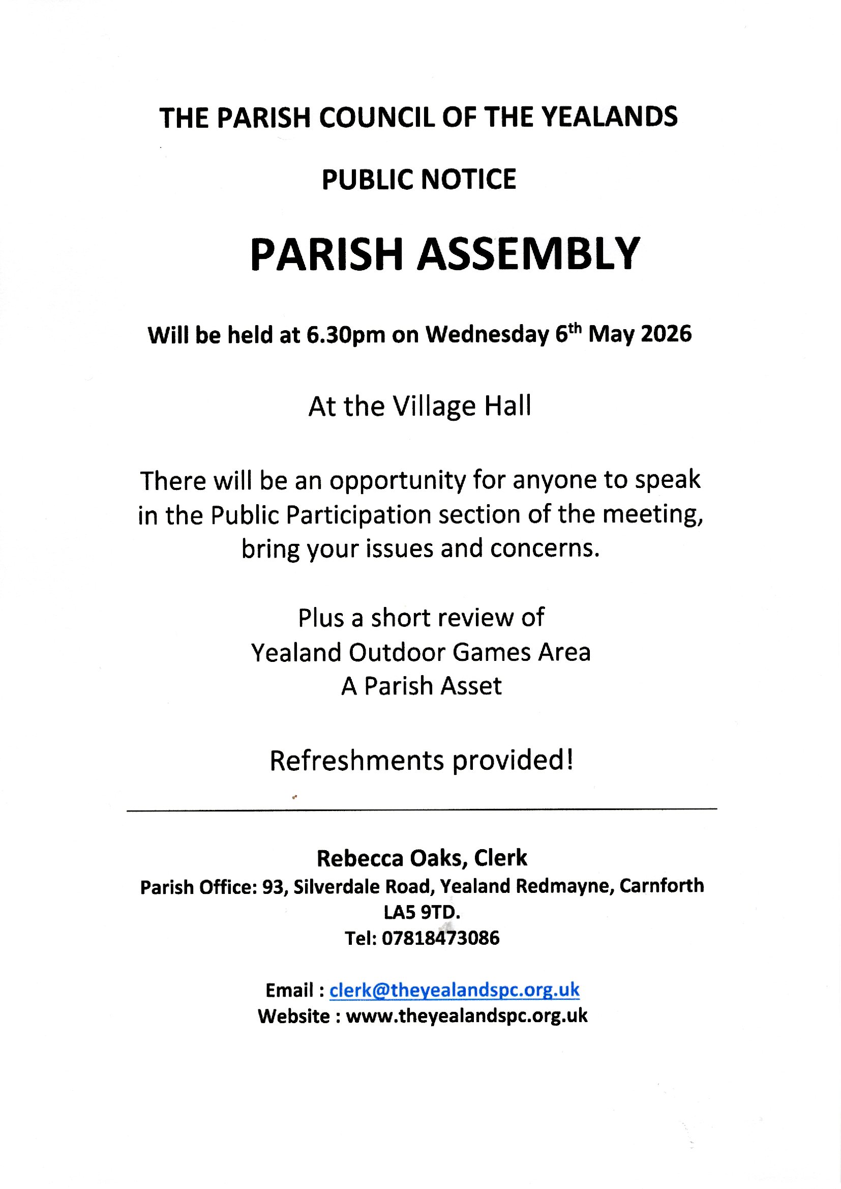 Parish Assembly notice 2026